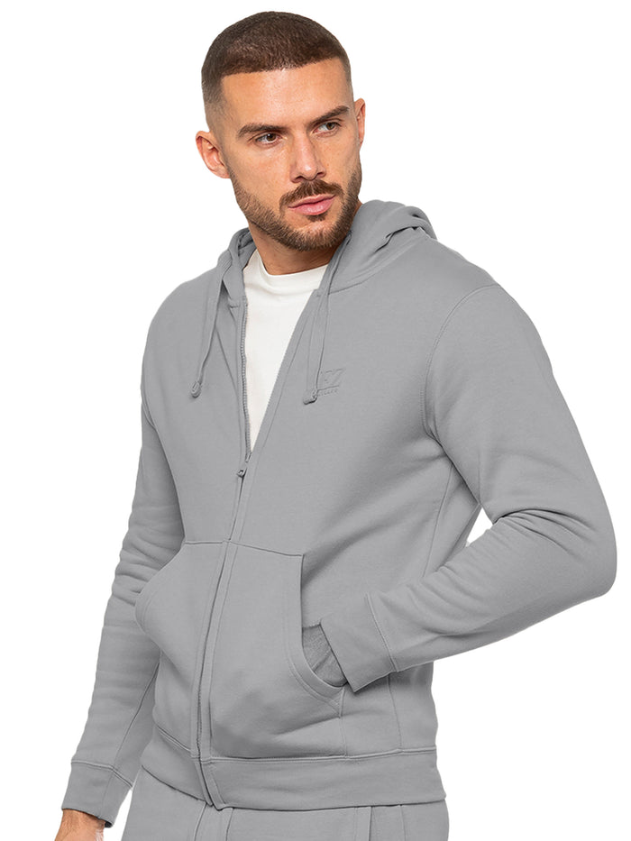 Enzo Jeans Archer Print Zip Up Hoodie - Grey