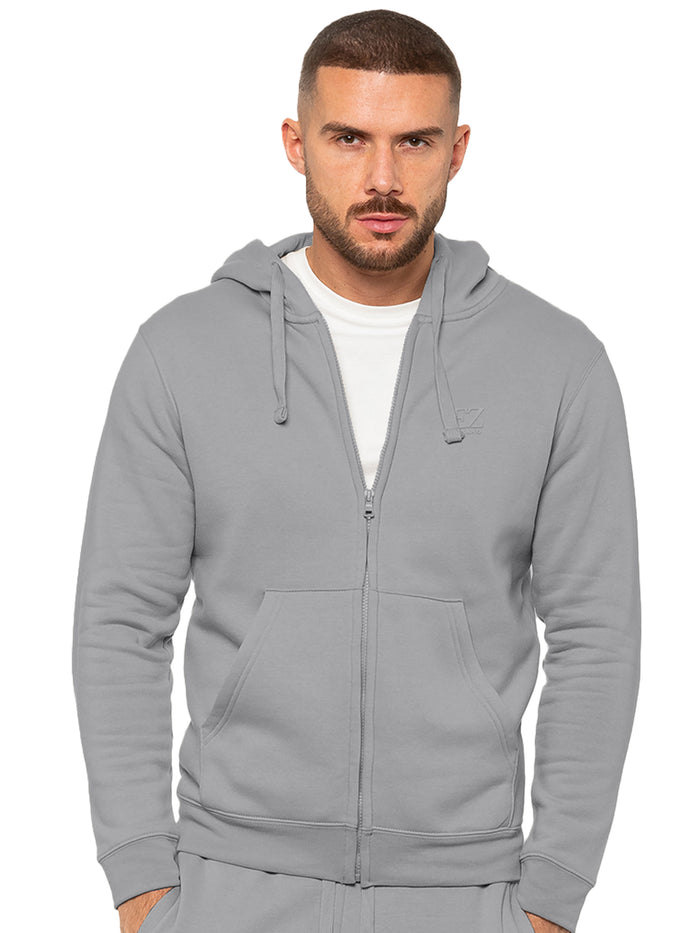 Enzo Jeans Archer Print Zip Up Hoodie - Grey
