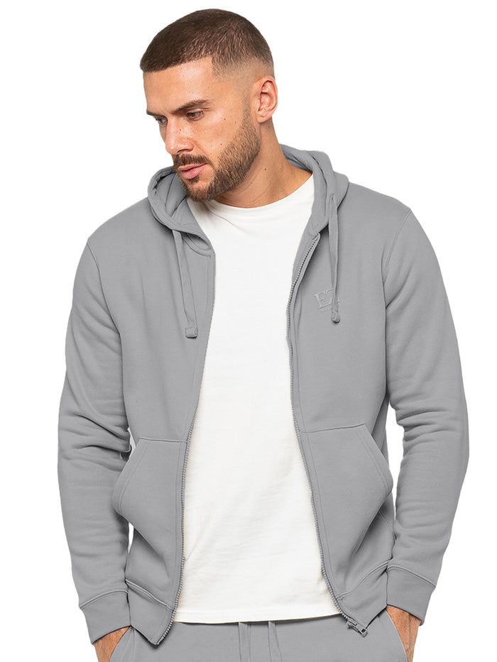 enzo jeans Archer Print Zip Up Hoodie - Grey