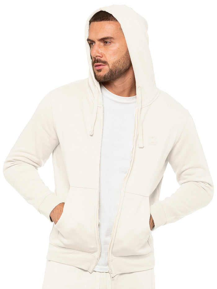 Enzo Jeans Archer Print Zip Up Hoodie - Off White