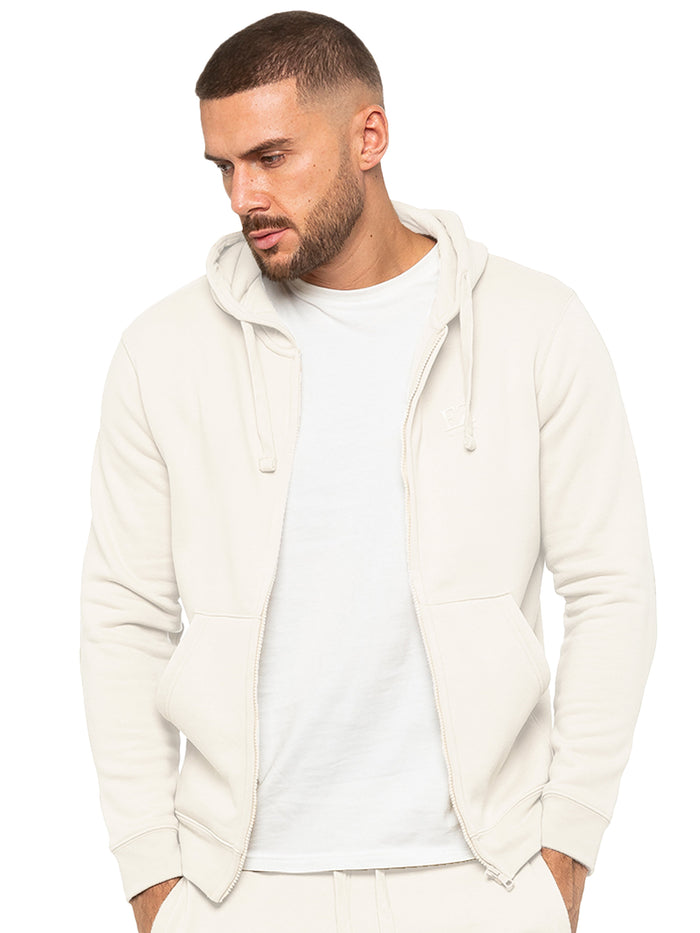 Enzo Jeans Archer Print Zip Up Hoodie - Off White
