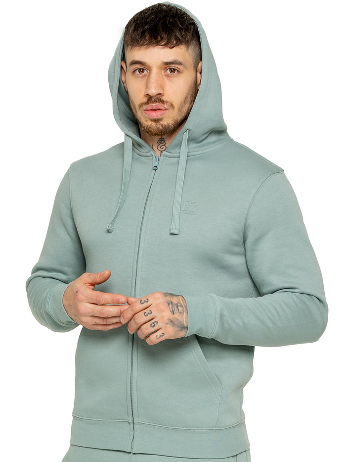 Enzo Jeans Archer Print Zip Up Hoodie - Sage
