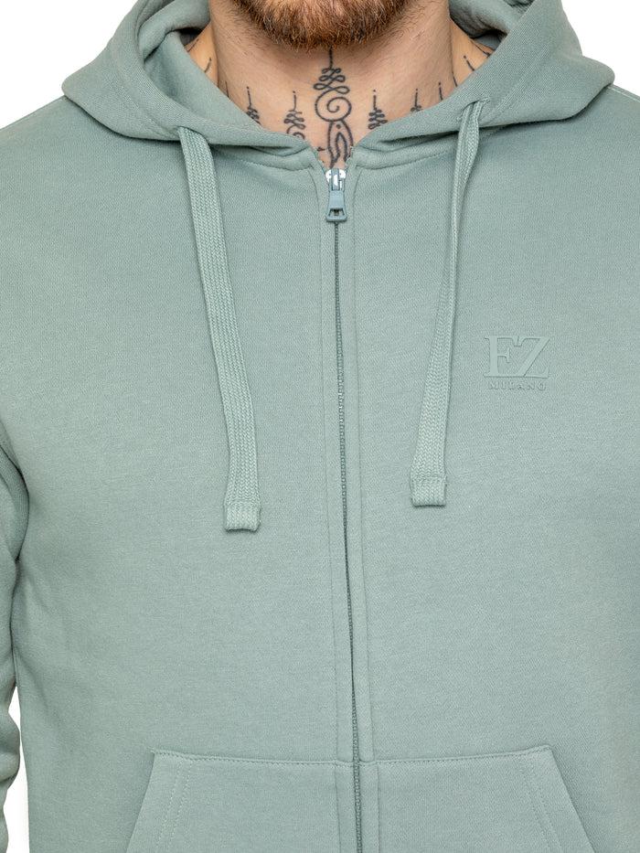 Enzo Jeans Archer Print Zip Up Hoodie - Sage