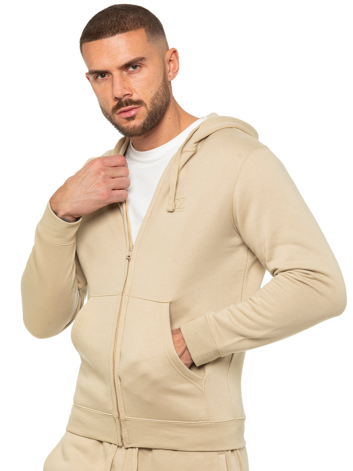 Enzo Jeans Archer Print Zip Up Hoodie - Stone
