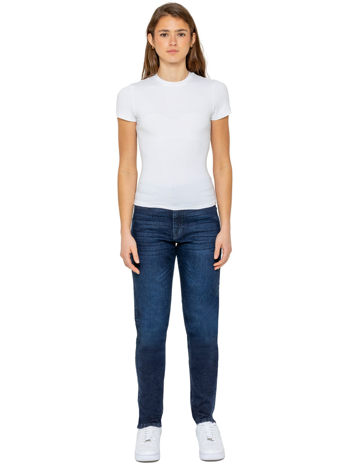 Enzo Jeans Aria Stretch Denim Mom Jeans - Dark Blue