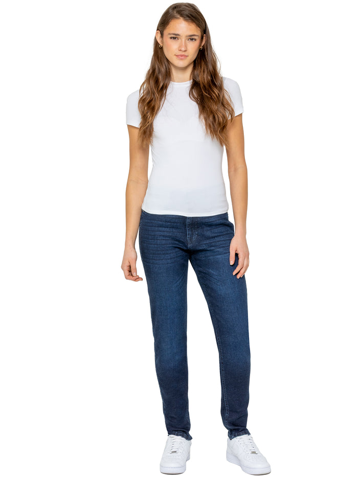 enzo jeans Aria Stretch Denim Mom Jeans - Dark Blue