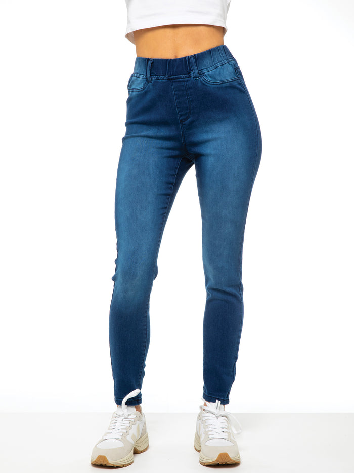 Enzo Jeans Ava High Rise Skinny Jean Leggings - Blue