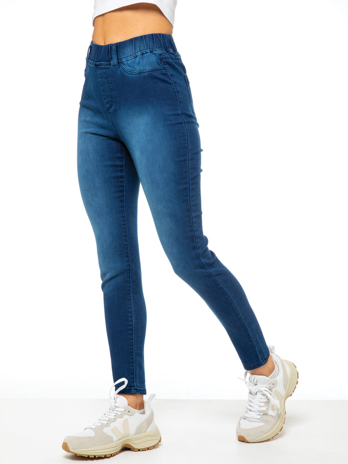 Enzo Jeans Ava High Rise Skinny Jean Leggings - Blue