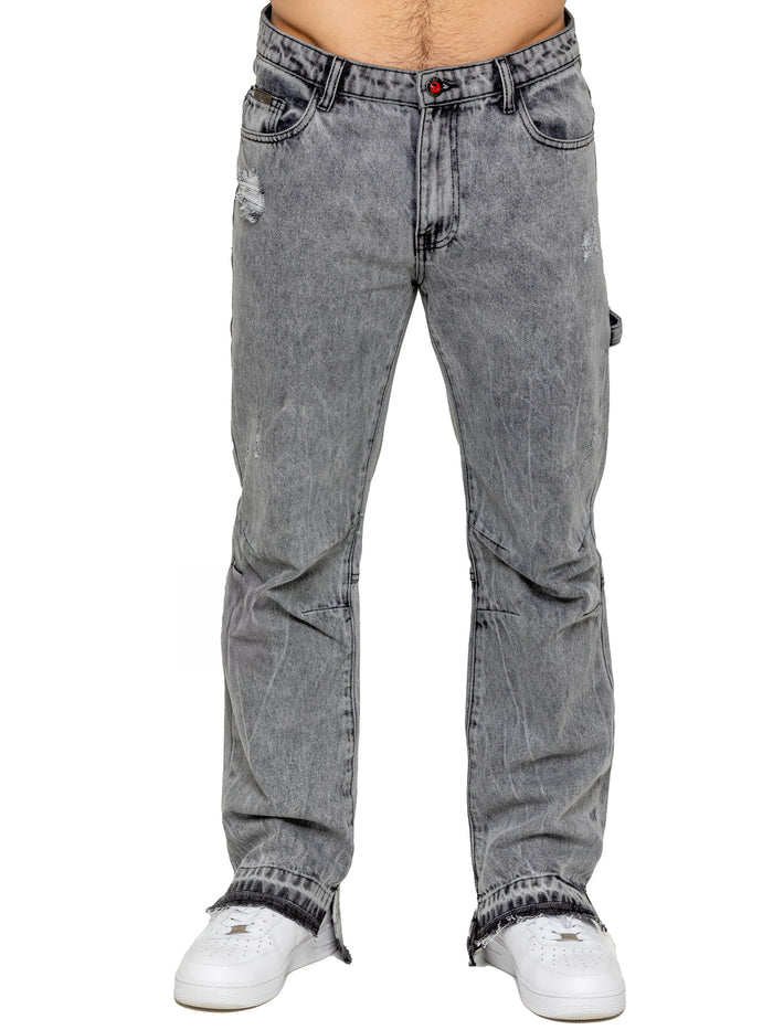 Enzo Jeans Bartolo Stepped Hem Denim Jeans - Grey