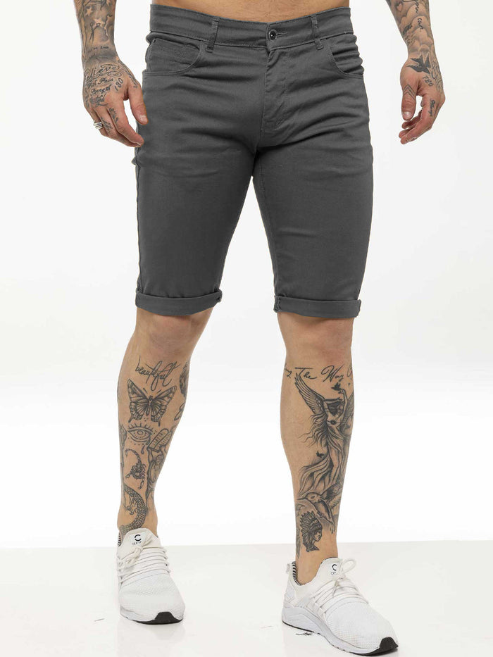 Enzo Jeans Blake Stretch Chino Shorts - Grey