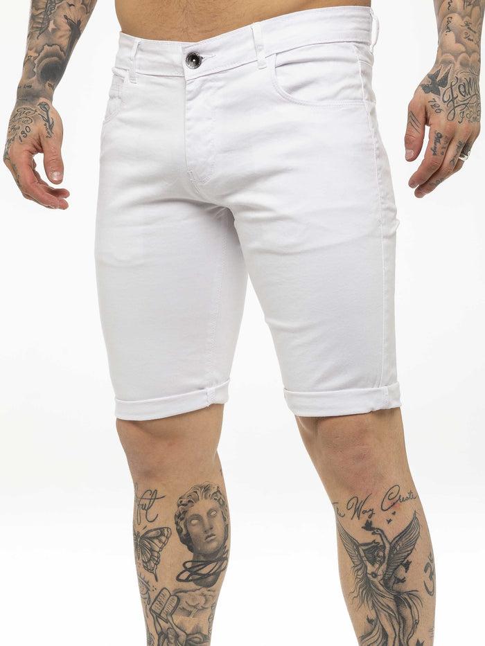 Enzo Jeans Blake Stretch Chino Shorts - White