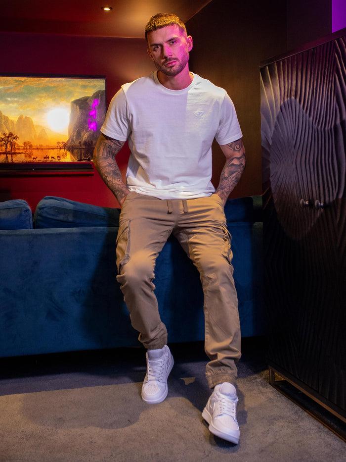 Enzo Jeans Brayden Cuffed Cargo Pants - Beige