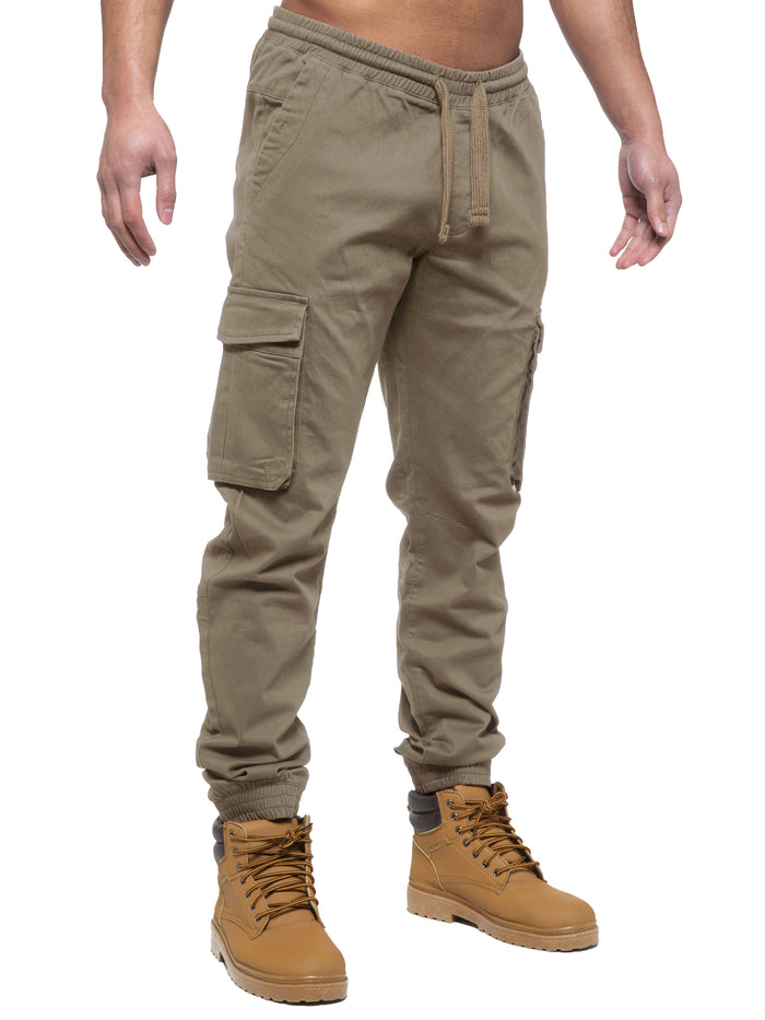 Enzo Jeans Brayden Cuffed Cargo Pants - Beige