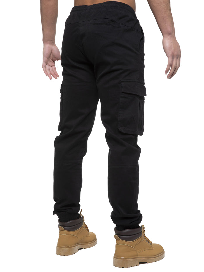 Enzo Jeans Brayden Cuffed Cargo Pants - Black