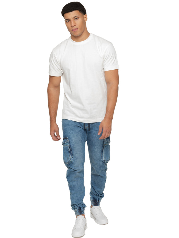 Enzo Jeans Brayden Cuffed Cargo Pants - Blue