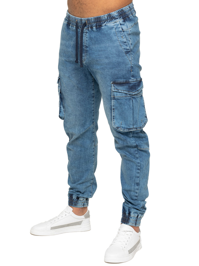 enzo jeans Brayden Cuffed Cargo Pants - Blue
