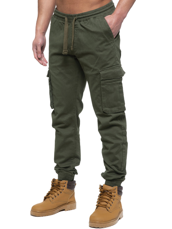 Enzo Jeans Brayden Cuffed Cargo Pants - Khaki