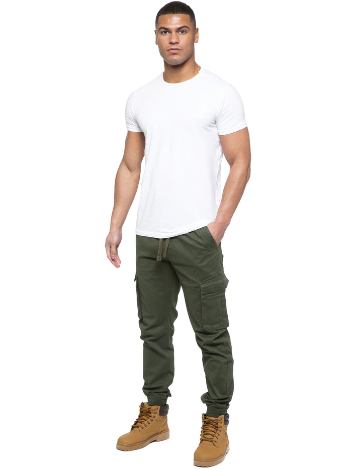 Enzo Jeans Brayden Cuffed Cargo Pants - Khaki