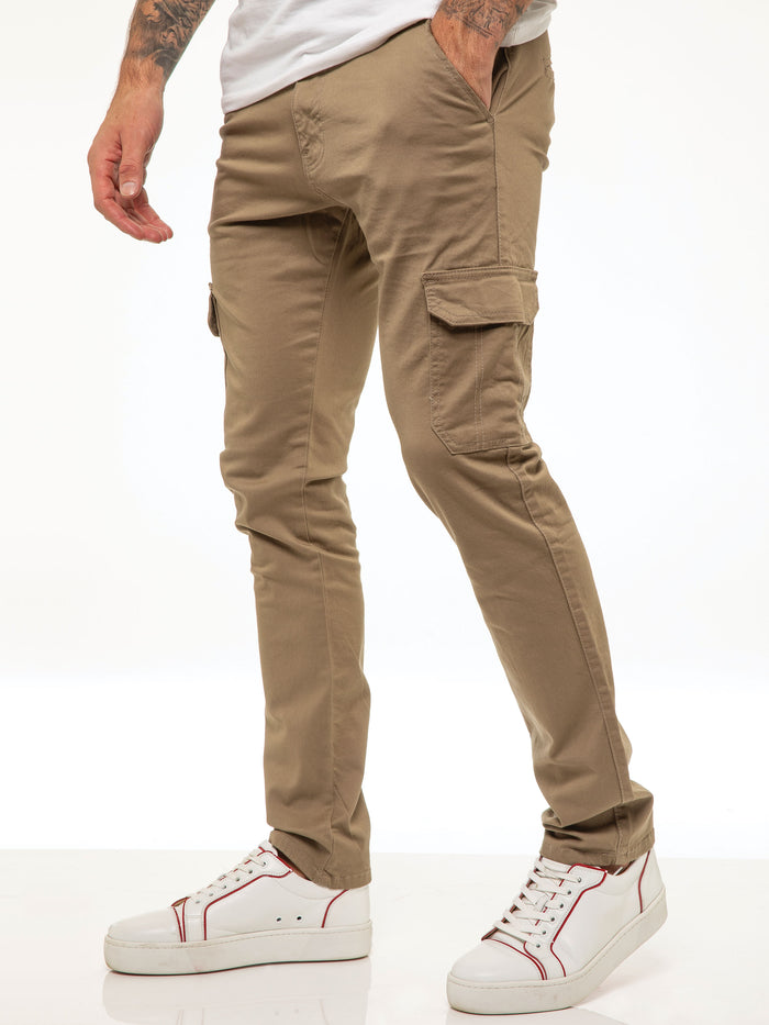 Enzo Jeans Bryce Stretch Cargo Pants - Beige