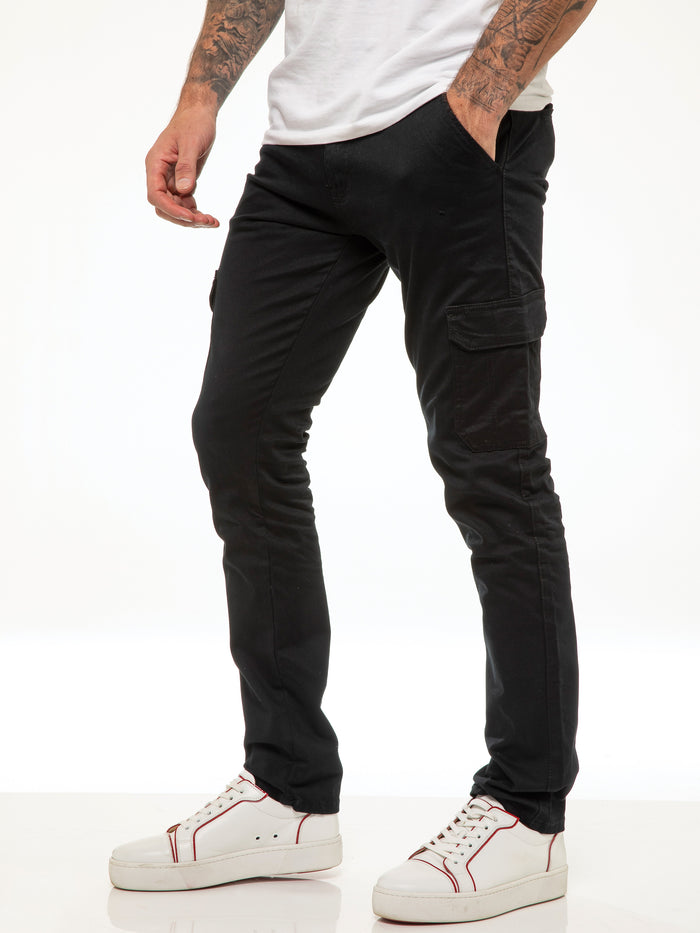 Enzo Jeans Bryce Stretch Cargo Pants - Black