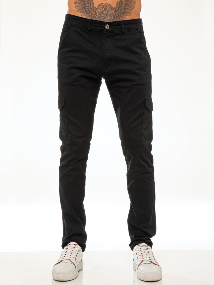 Enzo Jeans Bryce Stretch Cargo Pants - Black