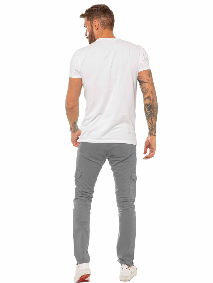 Enzo Jeans Bryce Stretch Cargo Pants - Light Grey
