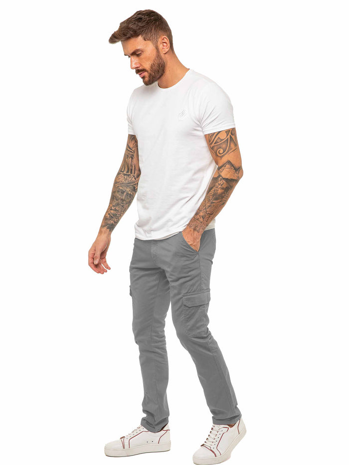 Enzo Jeans Bryce Stretch Cargo Pants - Light Grey