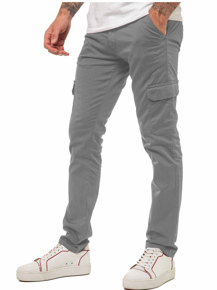 Enzo Jeans Bryce Stretch Cargo Pants - Light Grey