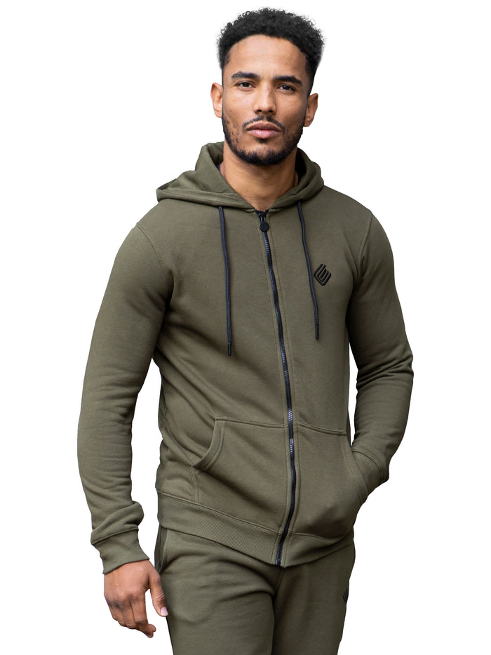 enzo jeans Carter Zip Up Hoodie - Khaki