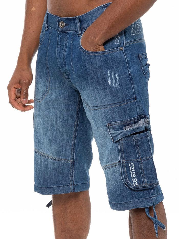 Enzo Jeans Conrad Denim Cargo Shorts - Blue