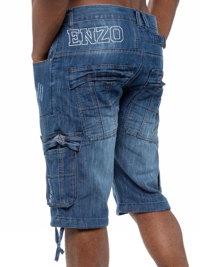 Enzo Jeans Conrad Denim Cargo Shorts - Blue