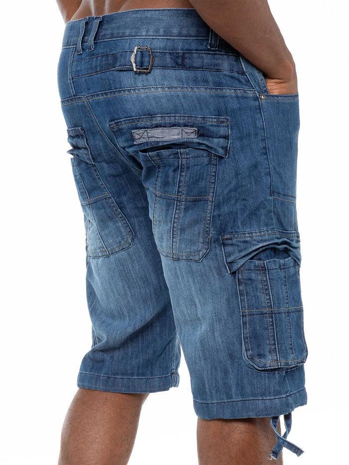 Enzo Jeans Conrad Denim Cargo Shorts - Blue
