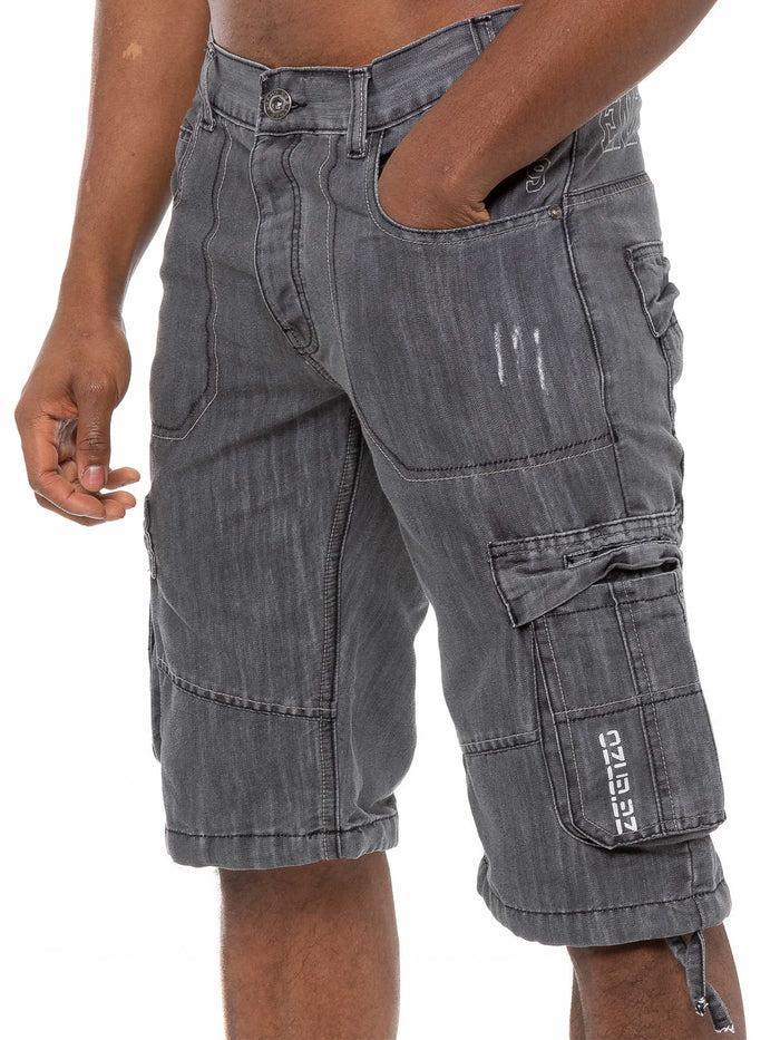 Enzo Jeans Conrad Denim Cargo Shorts - Grey