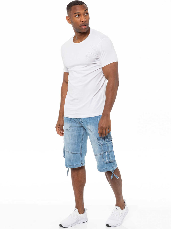 Enzo Jeans Conrad Denim Cargo Shorts - Light Blue