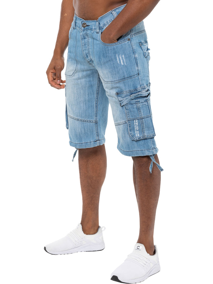 enzo jeans Conrad Denim Cargo Shorts - Light Blue