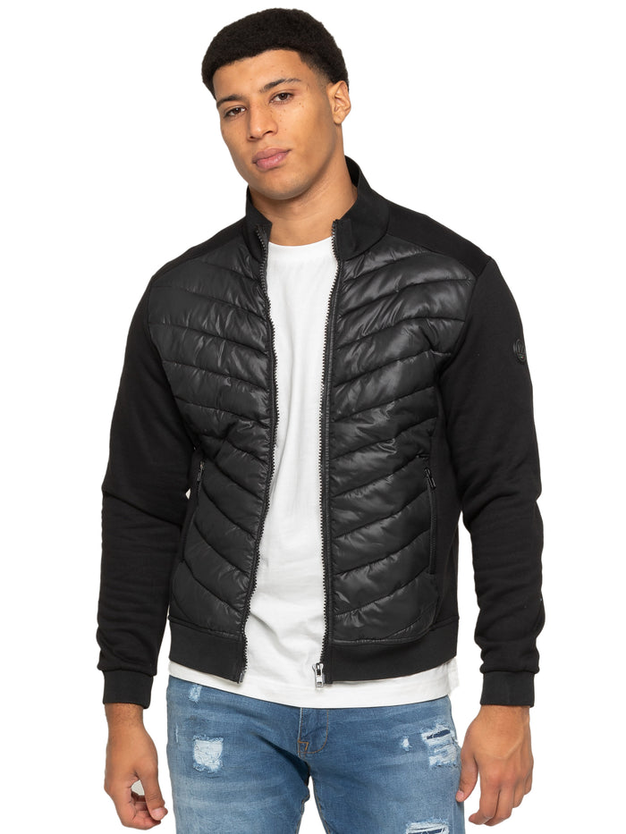 Enzo Jeans Dante Hybrid Puffer Coat Jacket - Black