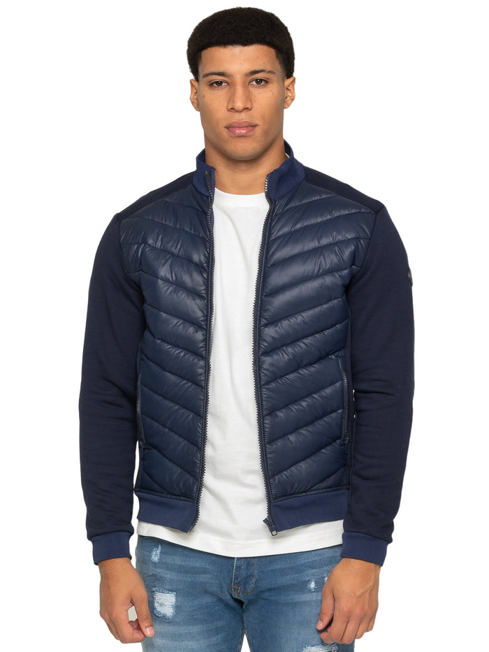 Enzo Jeans Dante Hybrid Puffer Coat Jacket - Navy