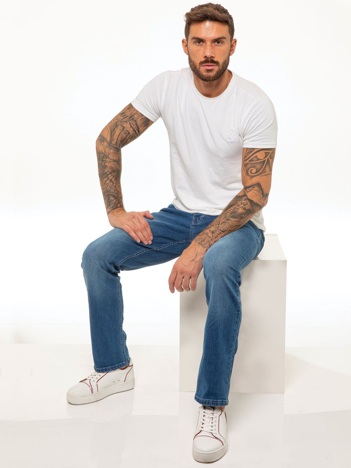 Enzo Jeans Davido Relaxed Stretch Jeans - Light Blue