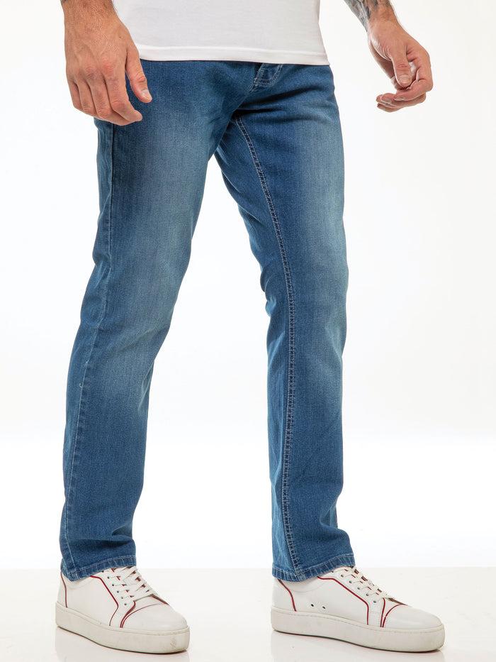 Enzo Jeans Davido Relaxed Stretch Jeans - Light Blue