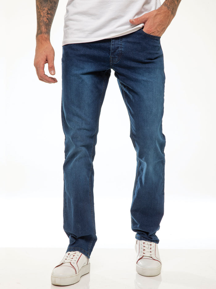 Enzo Jeans Davido Relaxed Stretch Jeans - Mid Blue