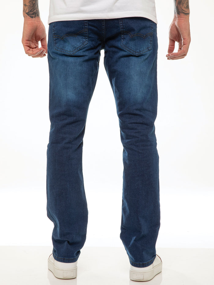 Enzo Jeans Davido Relaxed Stretch Jeans - Mid Blue