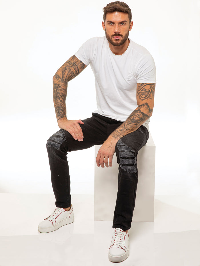 Enzo Jeans Diego Skinny Ripped Jeans - Black