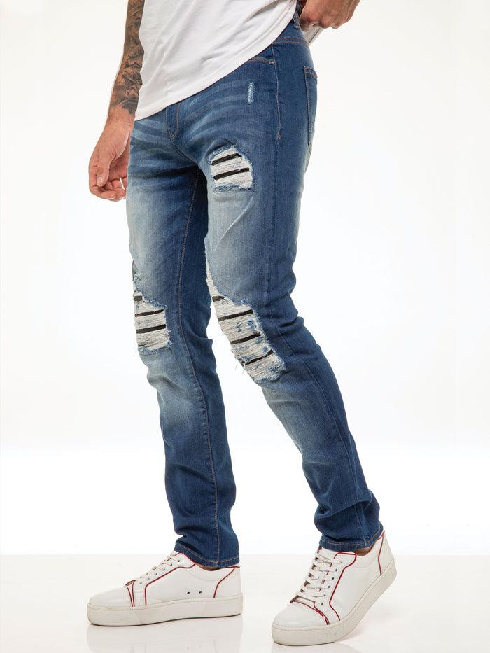 Enzo Jeans Diego Skinny Ripped Jeans - Blue