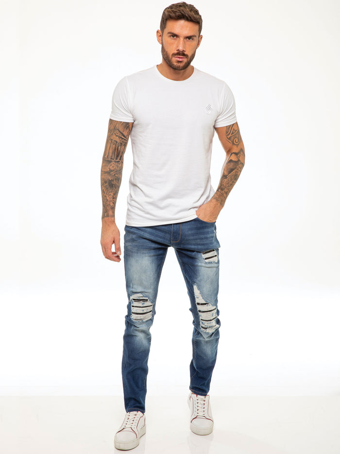 Enzo Jeans Diego Skinny Ripped Jeans - Blue