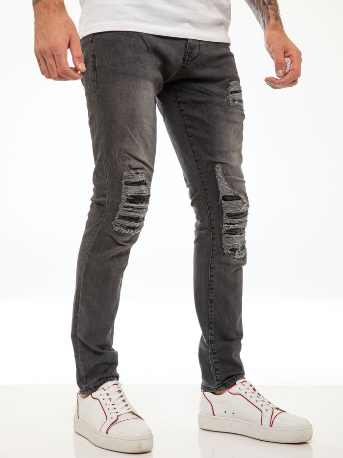 Enzo Jeans Diego Skinny Ripped Jeans - Grey