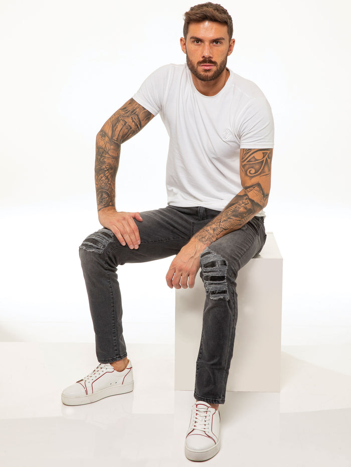 Enzo Jeans Diego Skinny Ripped Jeans - Grey