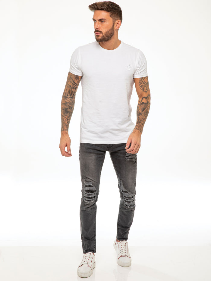 Enzo Jeans Diego Skinny Ripped Jeans - Grey