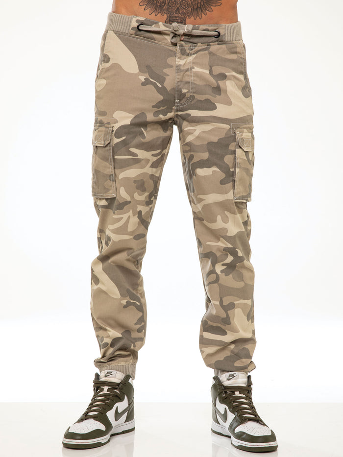 Enzo Jeans Drake Cargo Pants - Beige Camo