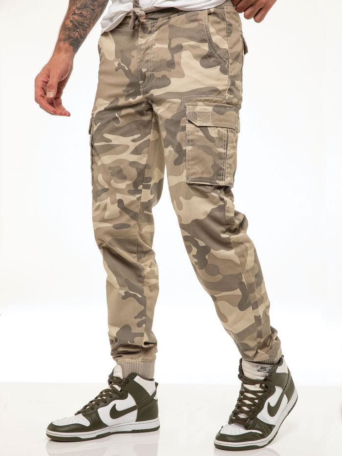 Enzo Jeans Drake Cargo Pants - Beige Camo
