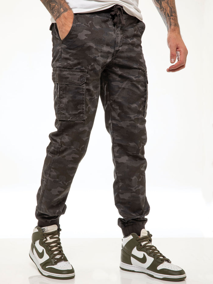 Enzo Jeans Drake Cargo Pants - Dark Khaki Camo